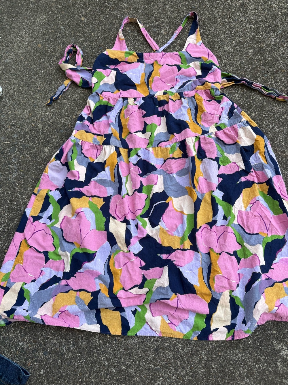 Ava & Viv Pink Multi-Color Abstract Floral Tiered Sundress
